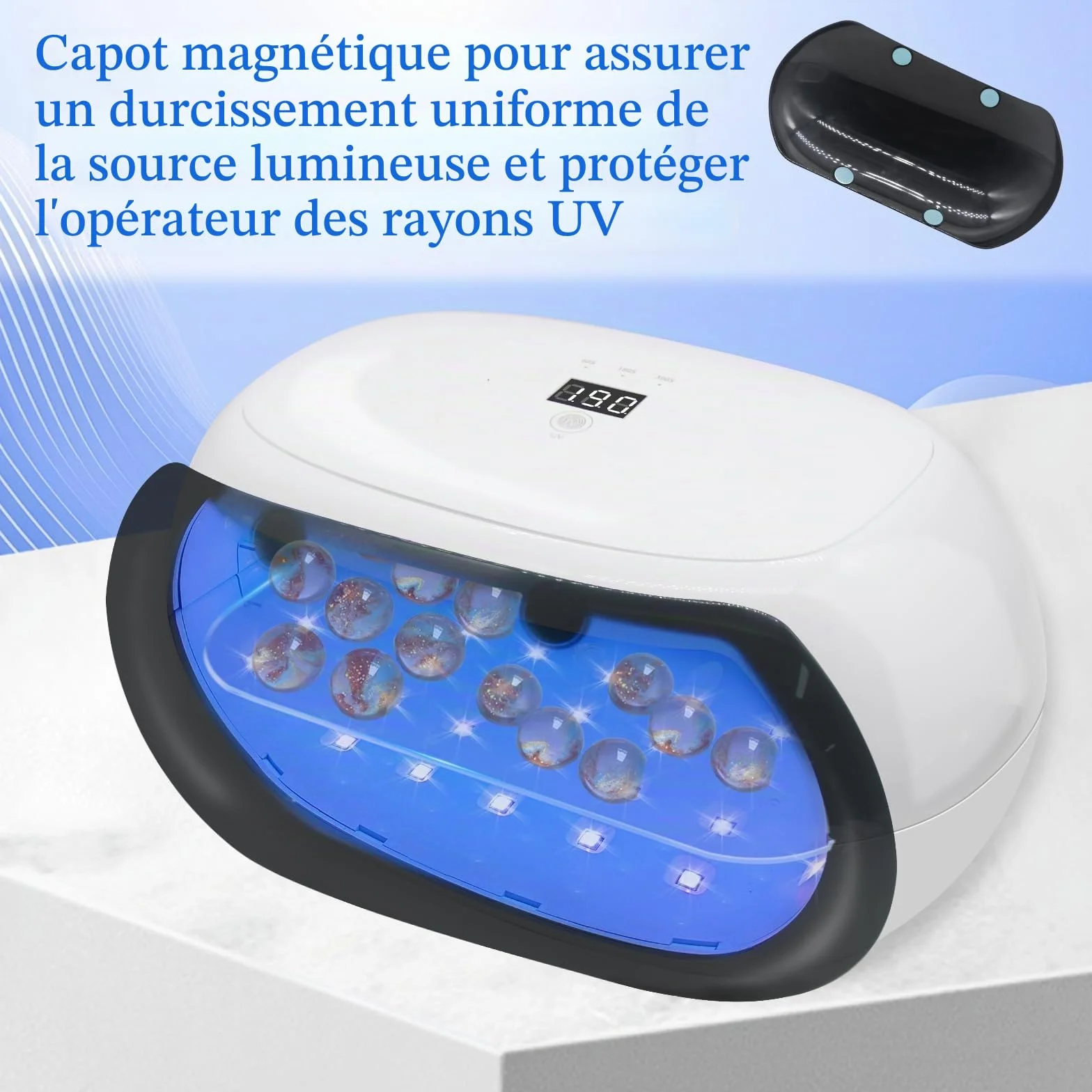Lampe à Résines UV Double Face 60W à Durcissement Rapide avec Affichage LED pour Résine