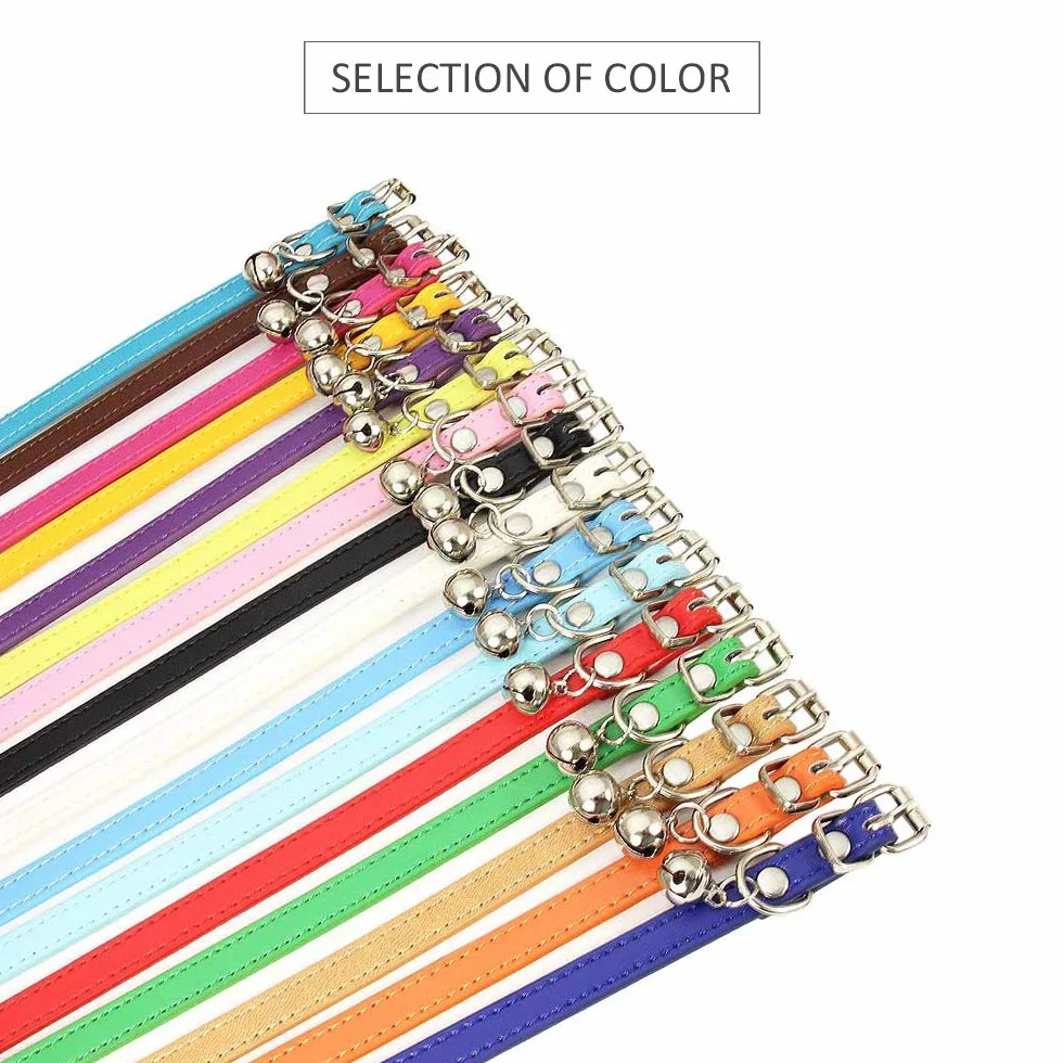 Collier de Chats en Cuir Réglable avec Boucle en Métal et Clochette 3 Pièces