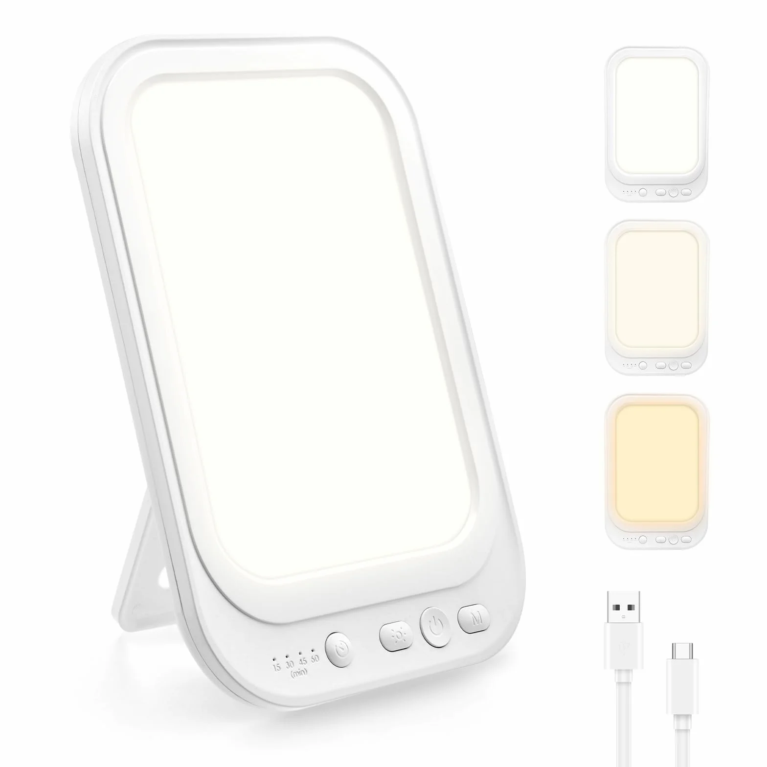 Lampe de Luminothérapie 10000 lux Simulation Lumière du Jour Sans UV 3 Températures de Couleur 5 Niveaux Luminosité Gradation Continue