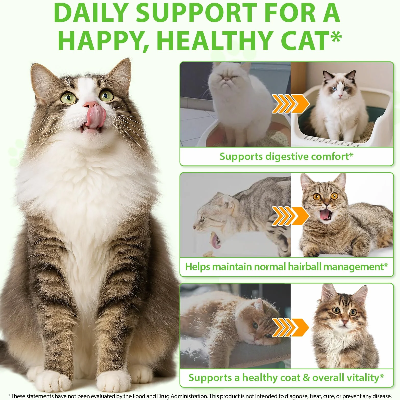 Anti Boule de Poil Chat Gouttes - Aide à gérer les Poils, Ingrédients Naturels et Vitamines, Cat Grass Flavor