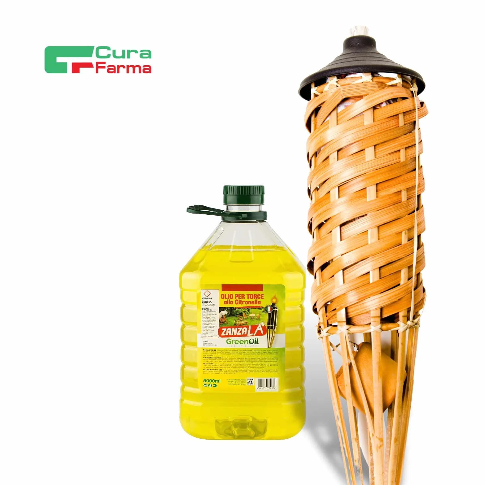 Cura Farma Huile à la citronnelle 5 L répulsif anti-moustiques pour lampe et torche