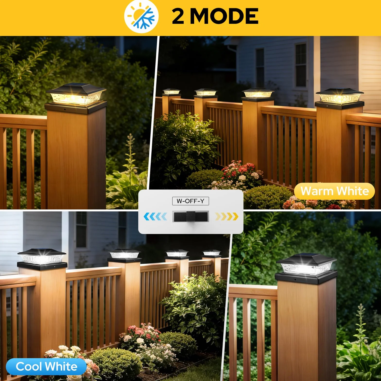 NIORSUN Lot de 4 capuchons solaires pour poteau extérieur