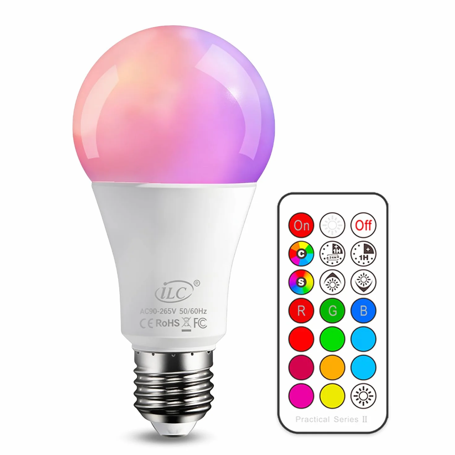 Ampoule LED RGB Télécommandée iLC E27 900LM 6000K 12 Couleurs Minuterie
