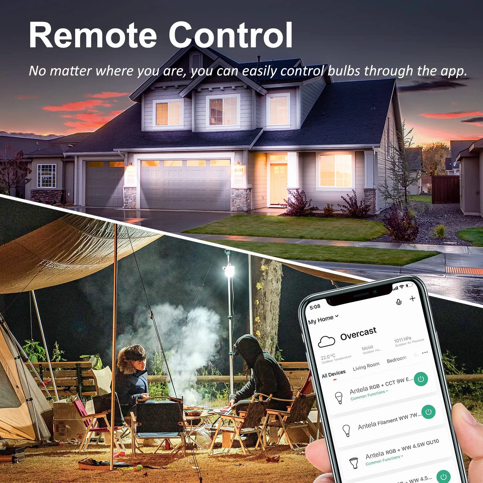 ANTELA Ampoule Connectée Alexa WiFi E27 9W RGB/CCT 2700K-6500K, Ampoule LED Intelligente compatible avec Google Home, Smart Life APP, 2PCs
