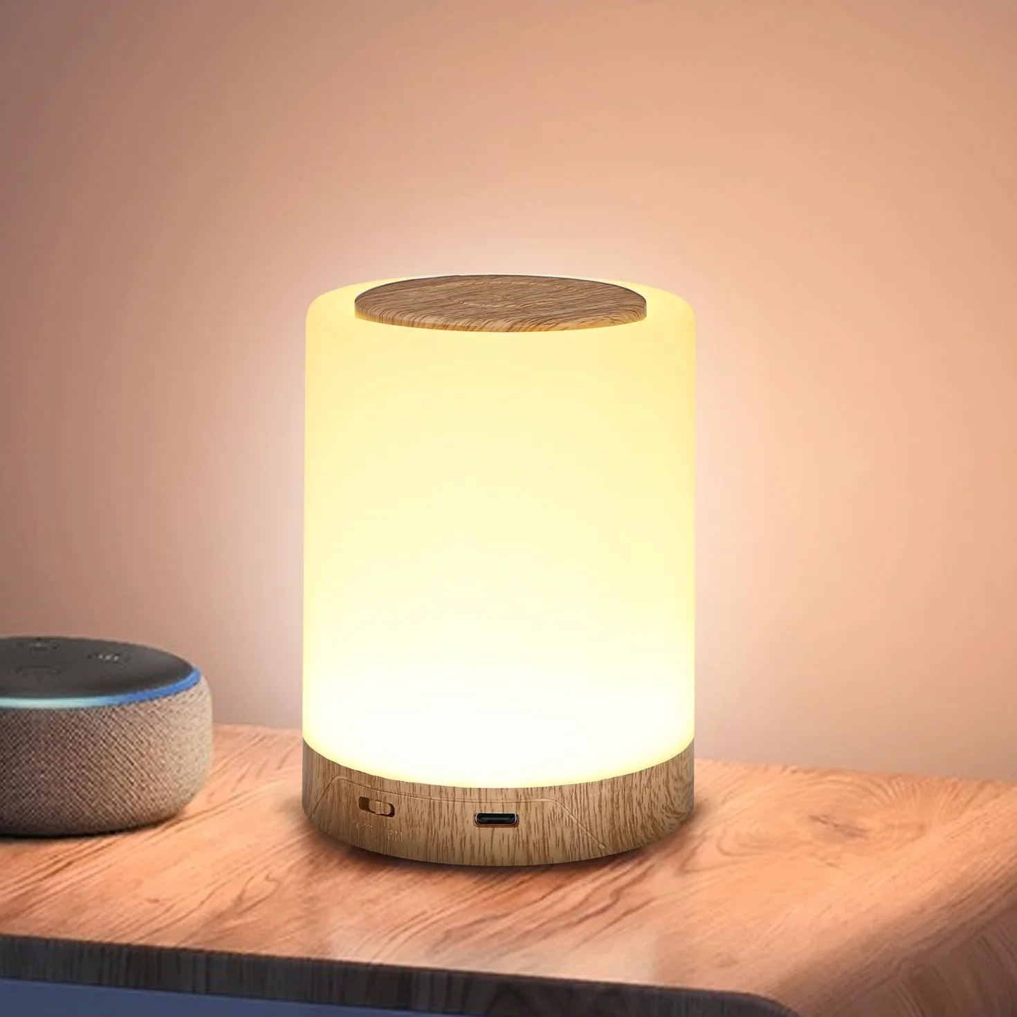 Lampe de Chevet LED RGB 7 Couleurs 4 Luminosités Tactile avec Crochet Intégré