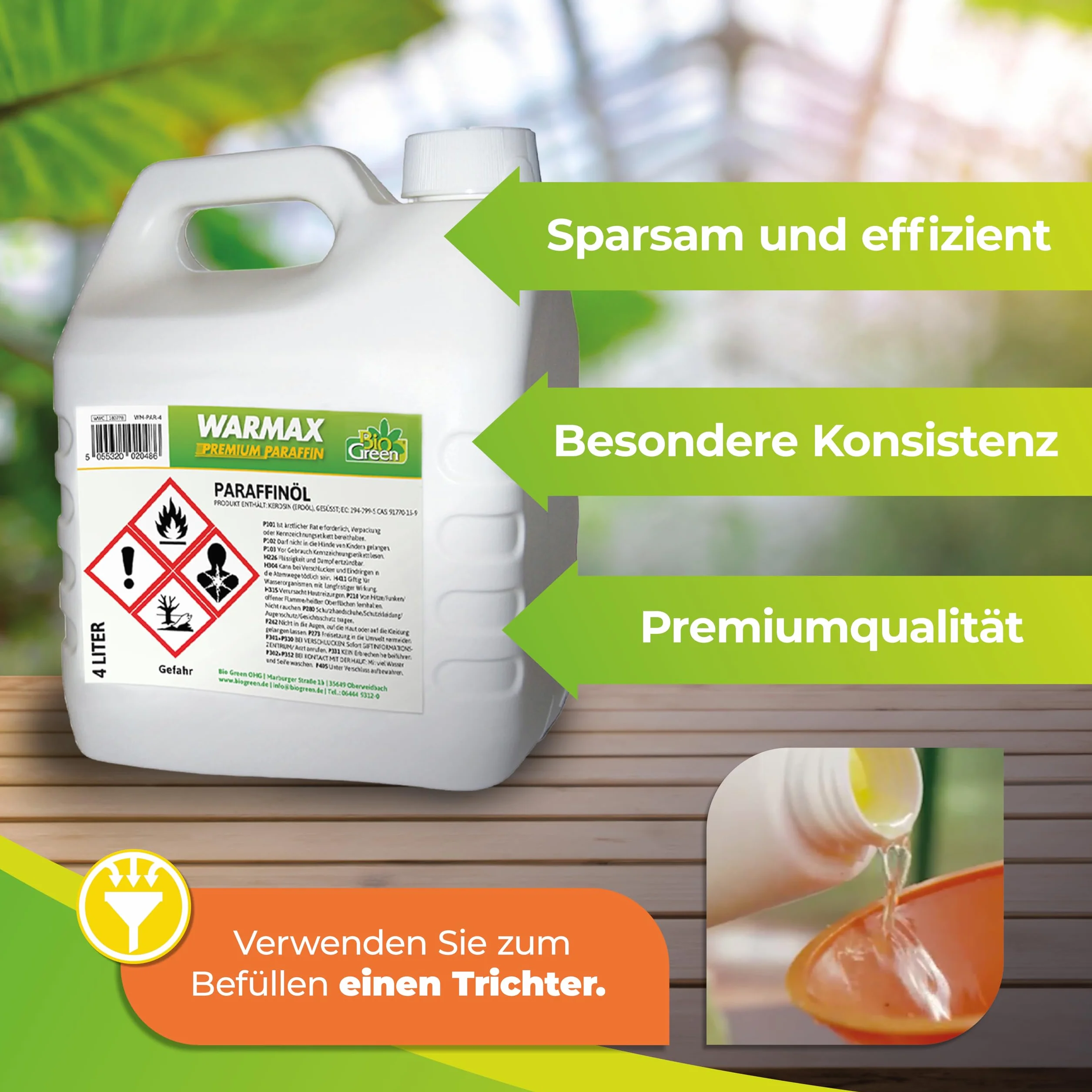 Warmax Premium Paraffin Öl Bio Green 4L