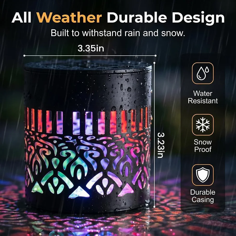 Lampes Solaires Décoratives Mandala 2026 Applique Murale Solaire Projecteur Clôture Jardin Extérieure 2PCS