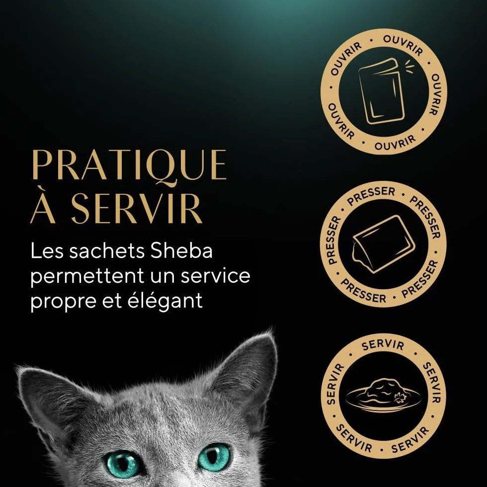 Sheba Sauce Collection Sachets fraîcheur Nourriture Humide aux Poissons pour Chat Adulte 40x85g
