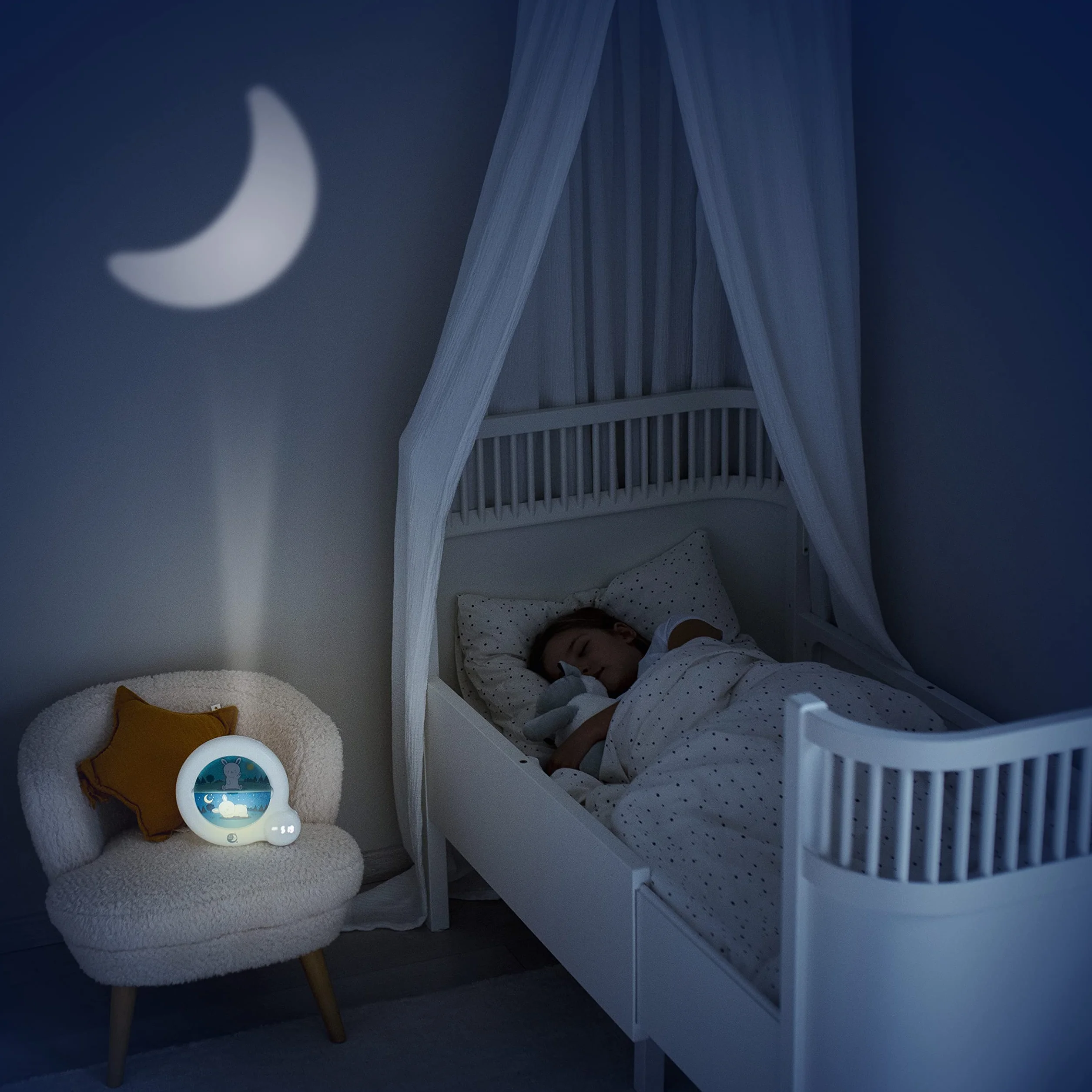 Pabobo Kid'Sleep Essential Indicateur de Réveil Veilleuse éducative avec Programmation Facile et Verrou Parental