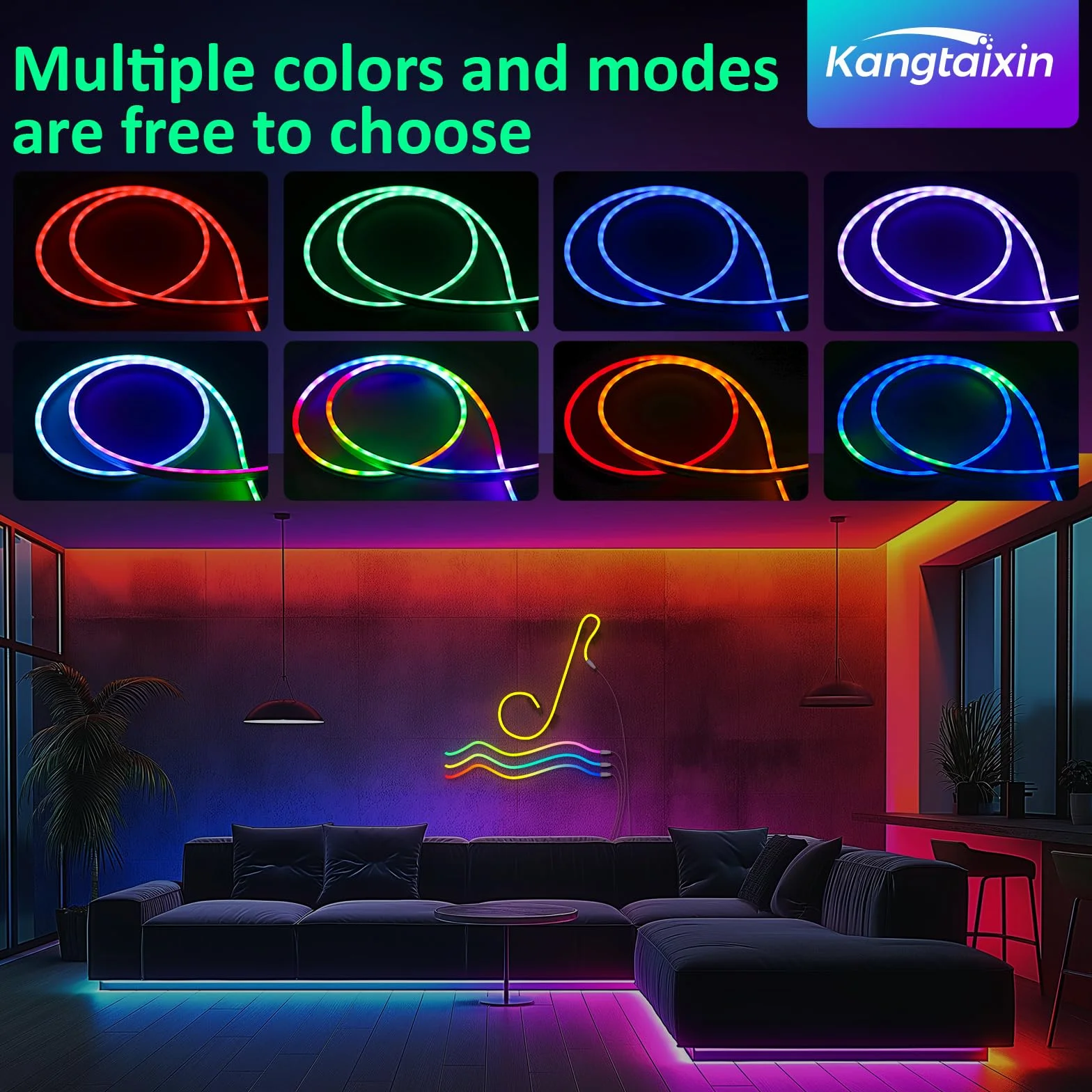 Bande LED RGB 3m Kangtaixin, Flexible Étanche Découpable avec Contrôle APP et Synchronisation Musicale