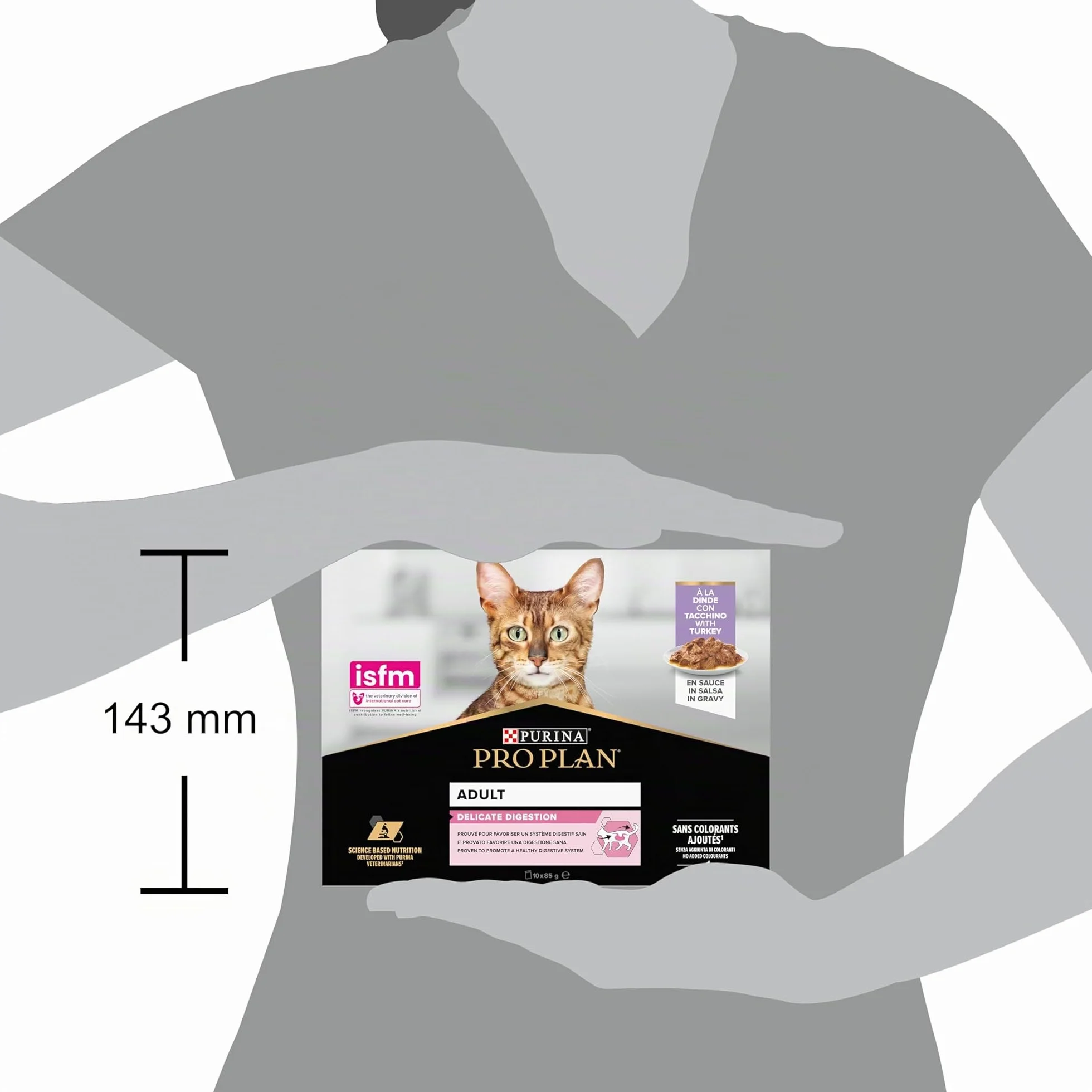 PURINA PRO PLAN Aliment Complet pour Chat Adulte DELICATE DIGESTION Effilés en Sauce à la Dinde 10x85g