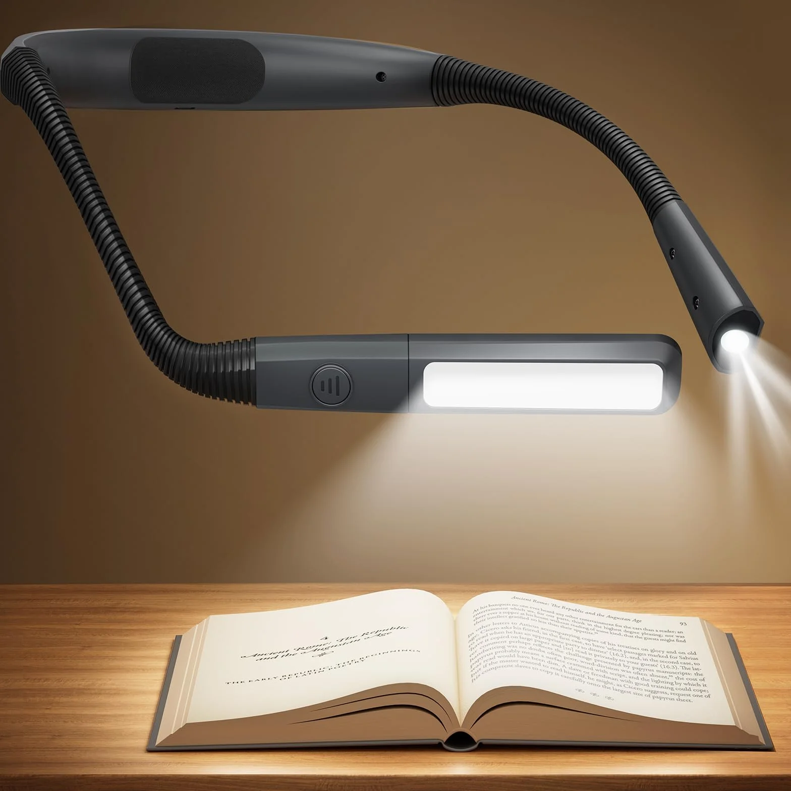Glocusent Lampe de Lecture de Cou Rechargeable, 100 Heures Autonomie, 5 Couleurs et Intensité Réglable