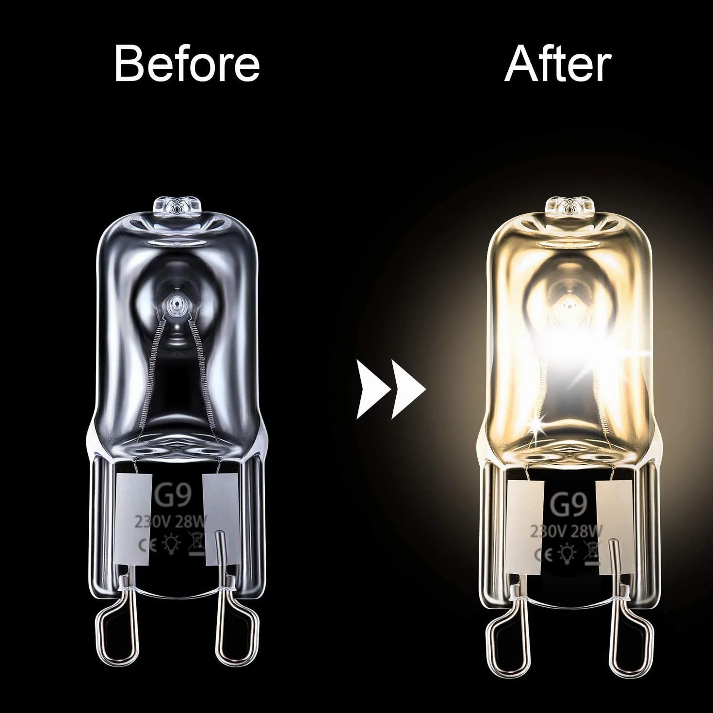 Ampoule Halogene G9 28W 230V 370LM 2800K Blanc Chaud Dimmable Lampe à Capsule Transparente (Pack de 5)