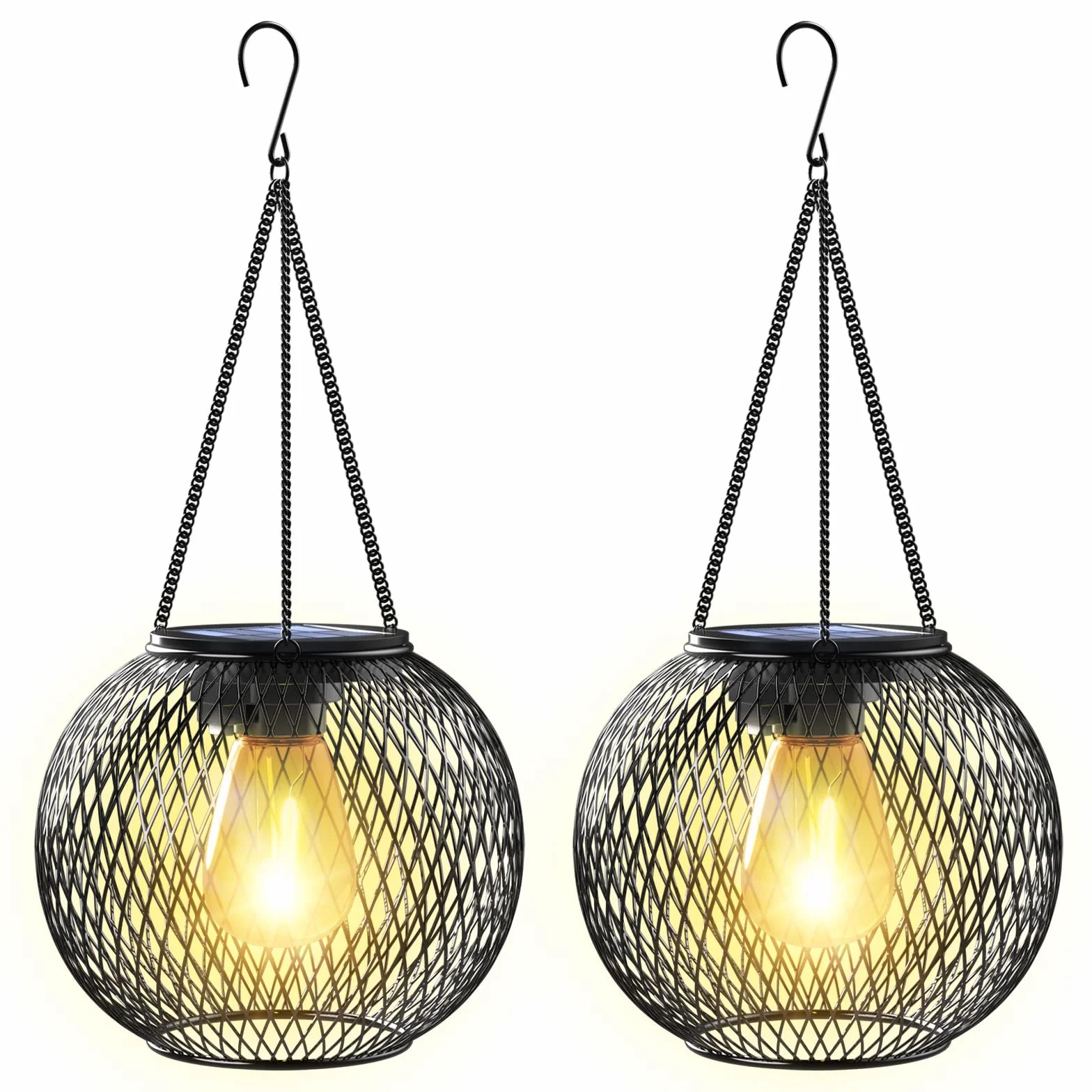 Lanterne Solaire Extérieur IP65 Lampe Suspendue Métal Jardin