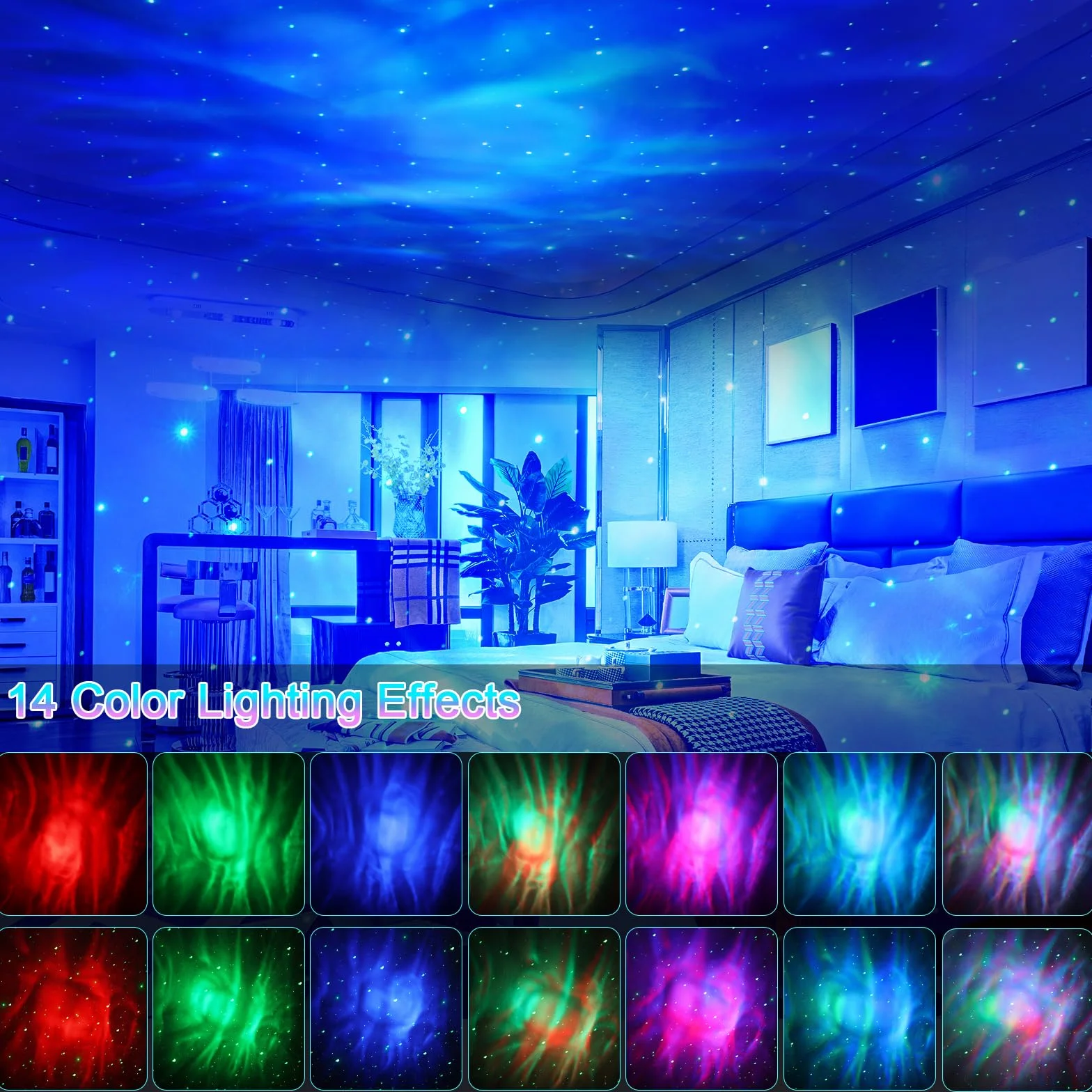 Projecteur Ciel Etoile Galaxie avec télécommande, Luminosité réglable pour Décoration Chambre Enfants Adultes