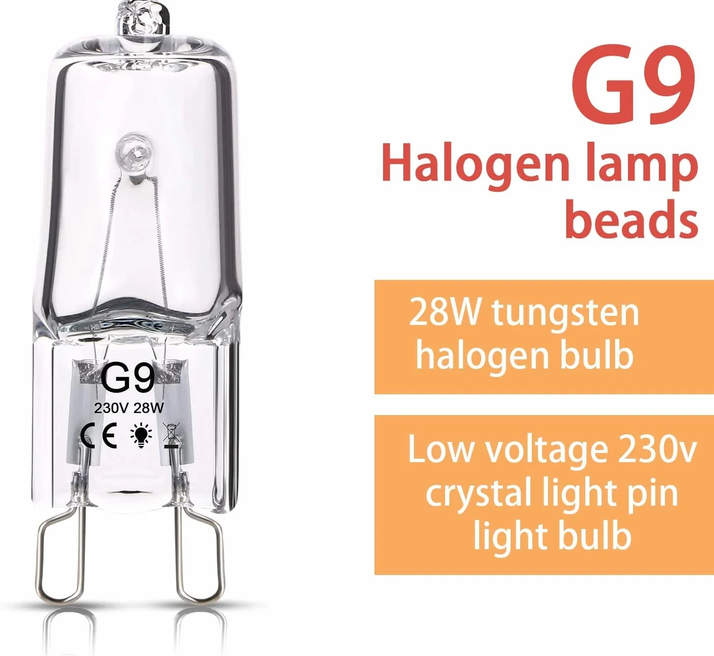 Ampoule Halogene G9 28W 230V 370LM 2800K Blanc Chaud Dimmable Lampe à Capsule Transparente (Pack de 5)