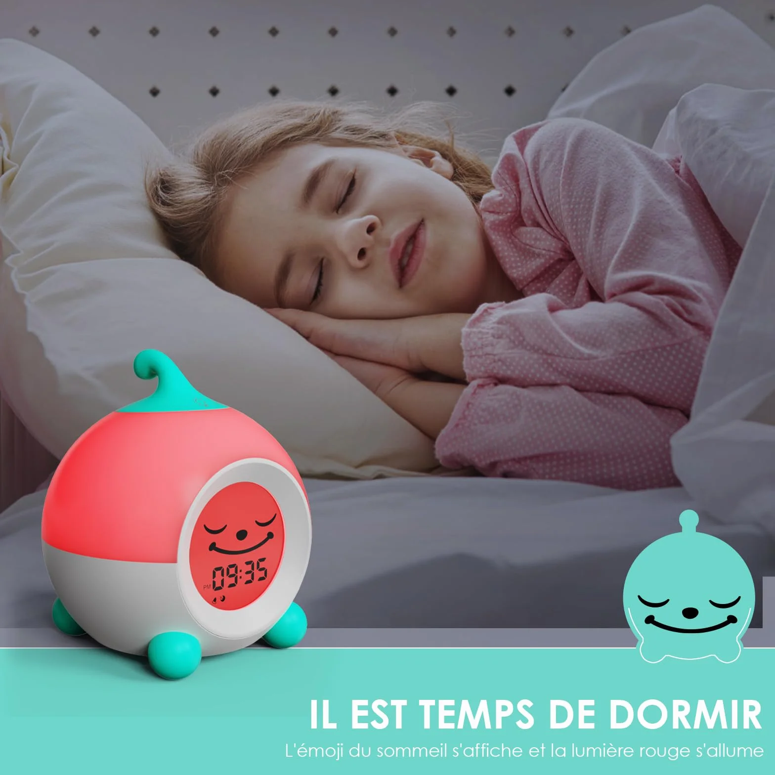 iHoo Réveil Enfant avec Veilleuse Tactile, Horloge Apprentissage Sommeil pour Filles Garçons 2-9 Ans