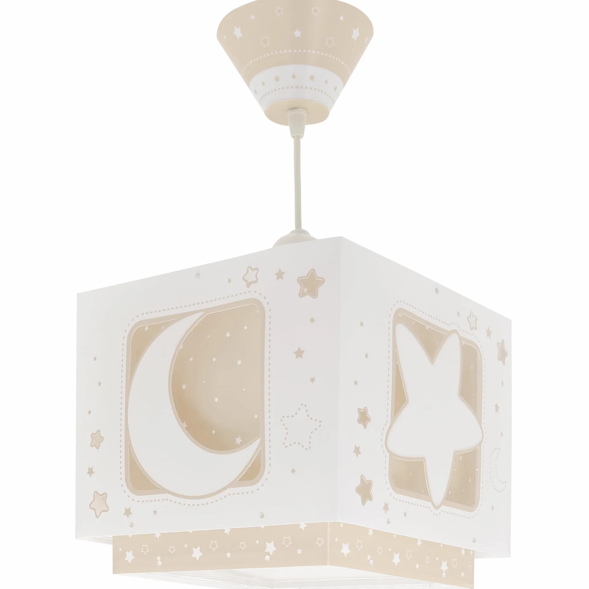 Dalber Lustre Chambre Lampe Suspension Plafonnier Enfants Moonlight Lune Étoiles Beige E27