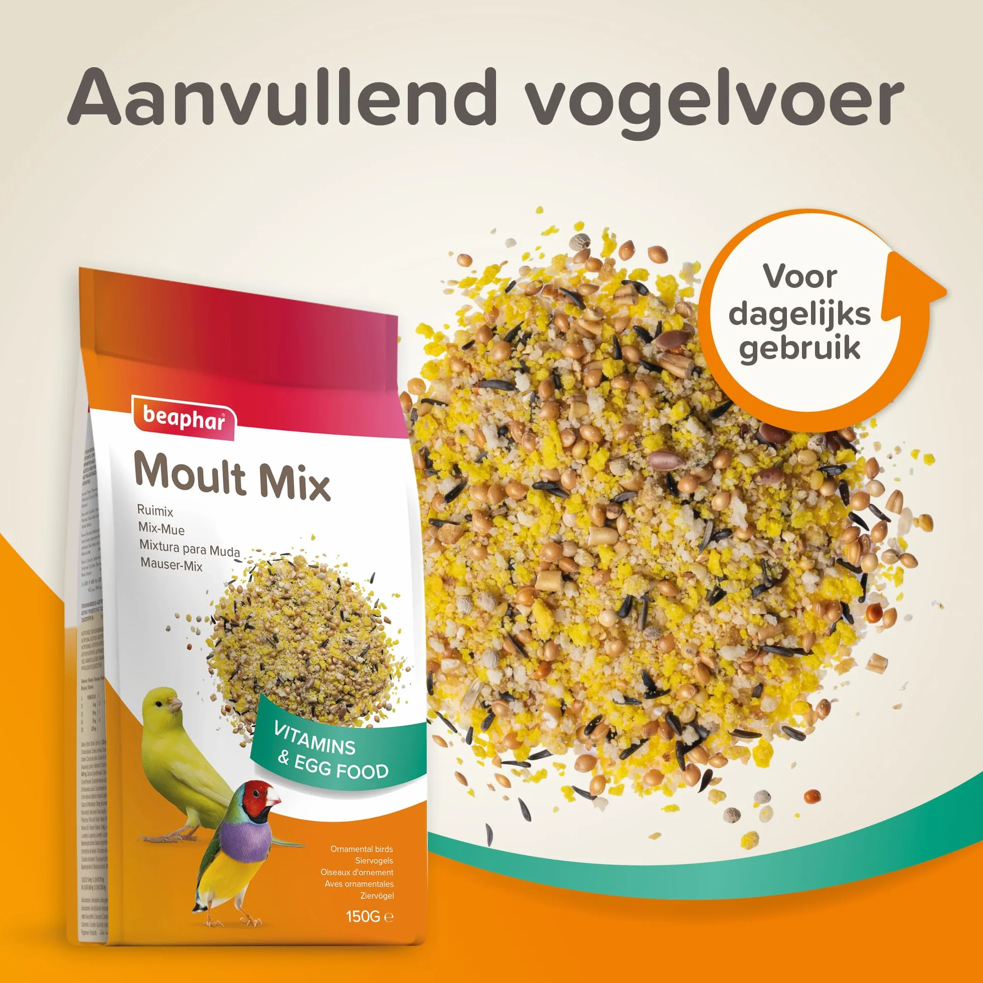 BEAPHAR Mix-Mue pâtée fortifiante pour Perruche canari Oiseau Exotique vitamines acides aminés minéraux 150g