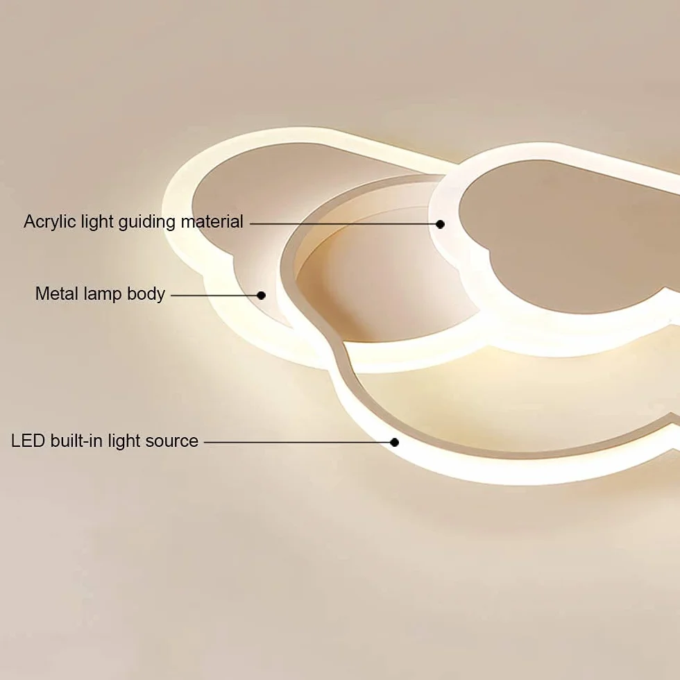 Plafonnier LED Enfant Forme Nuage 42cm 32W 2700lm Dimmable 3000K-6500K Télécommande Blanc Moderne