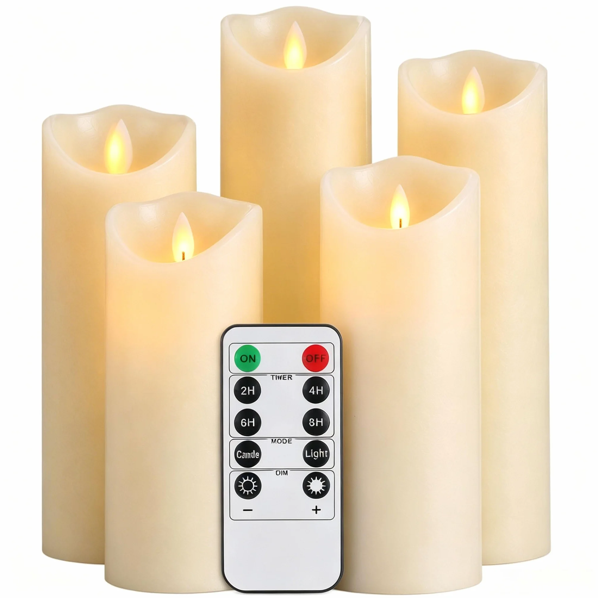 Bougies LED en Cire Ivoire Flamme Oscillante Réaliste, Télécommande, Diamètre 5,5cm, Réutilisables
