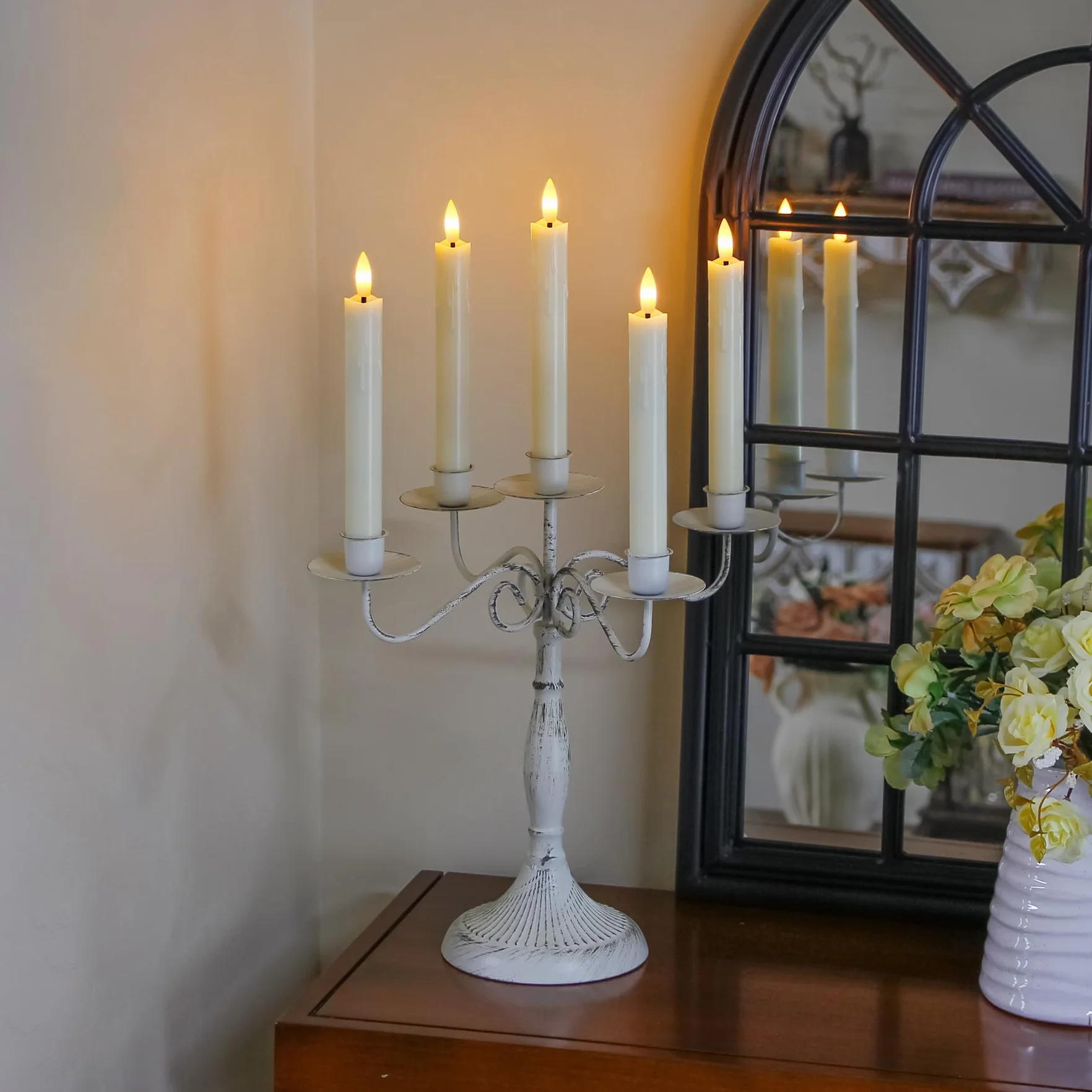 Bougies vacillantes sans flamme lot de 8 19cm ivoire LED à piles avec télécommandes et minuterie