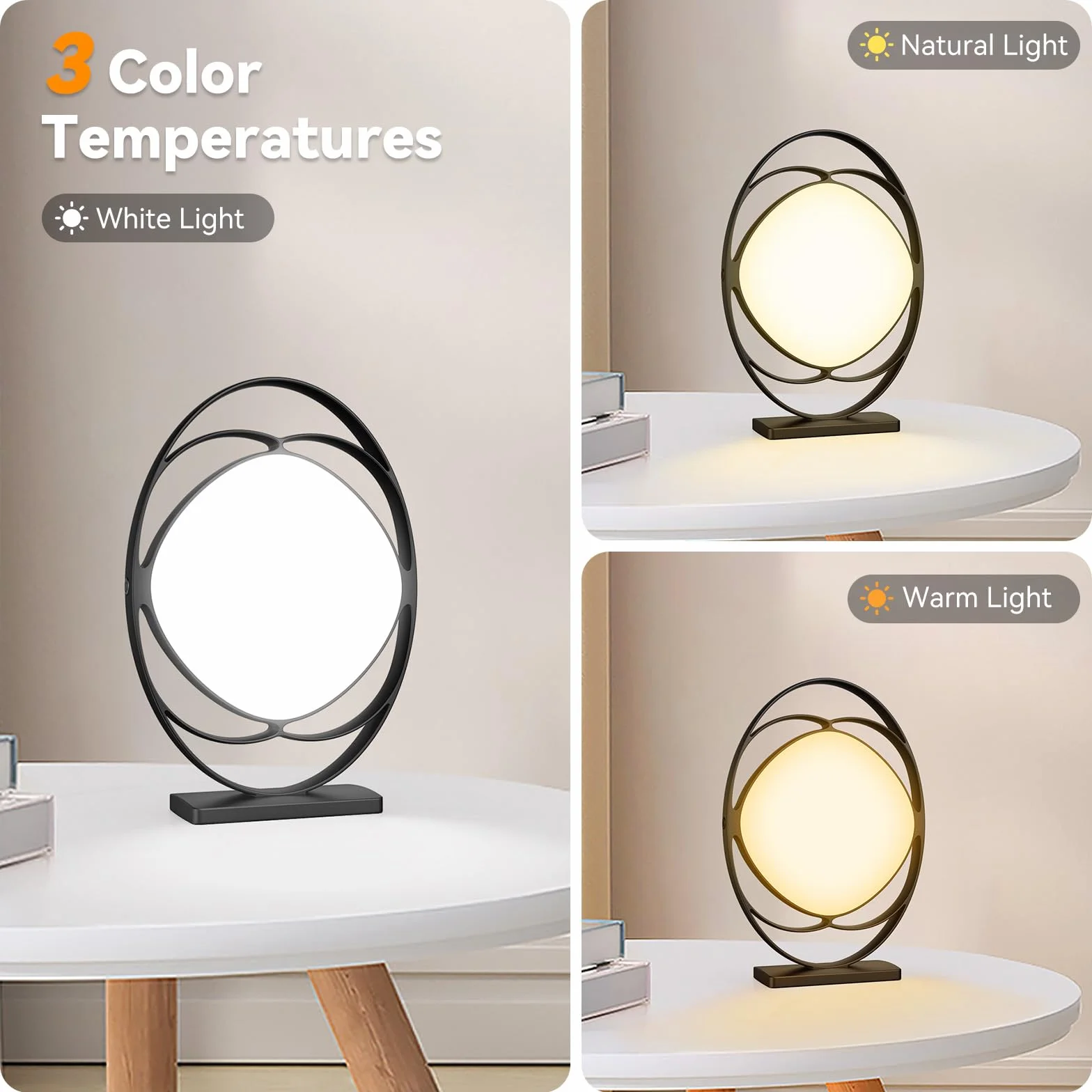 Lampe de Luminothérapie 10000 Lux Sans UV, Rotatif 210°, 3 Températures de Couleur, 4 Minuteries, 5 Luminosités, Fonction Mémoire