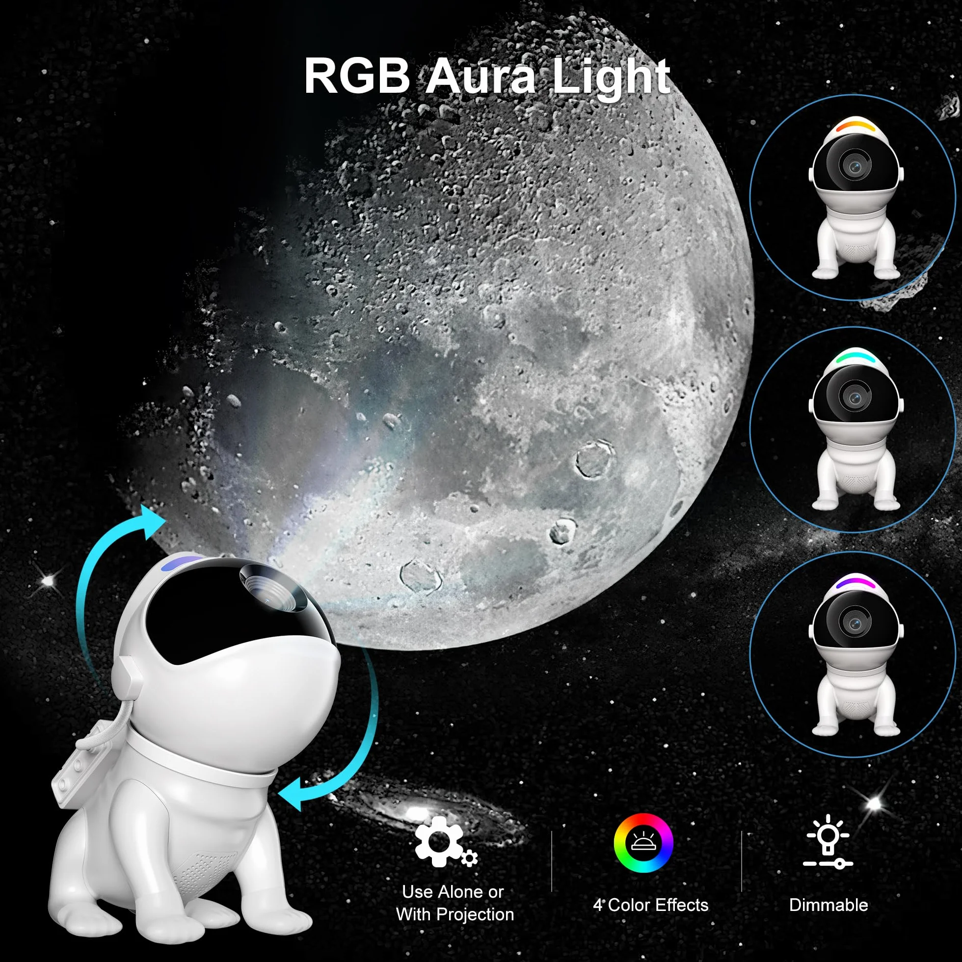 Projecteur Ciel Étoilé Bluetooth avec 12 Disques, 15 Bruits Blancs, Minuterie, Télécommande