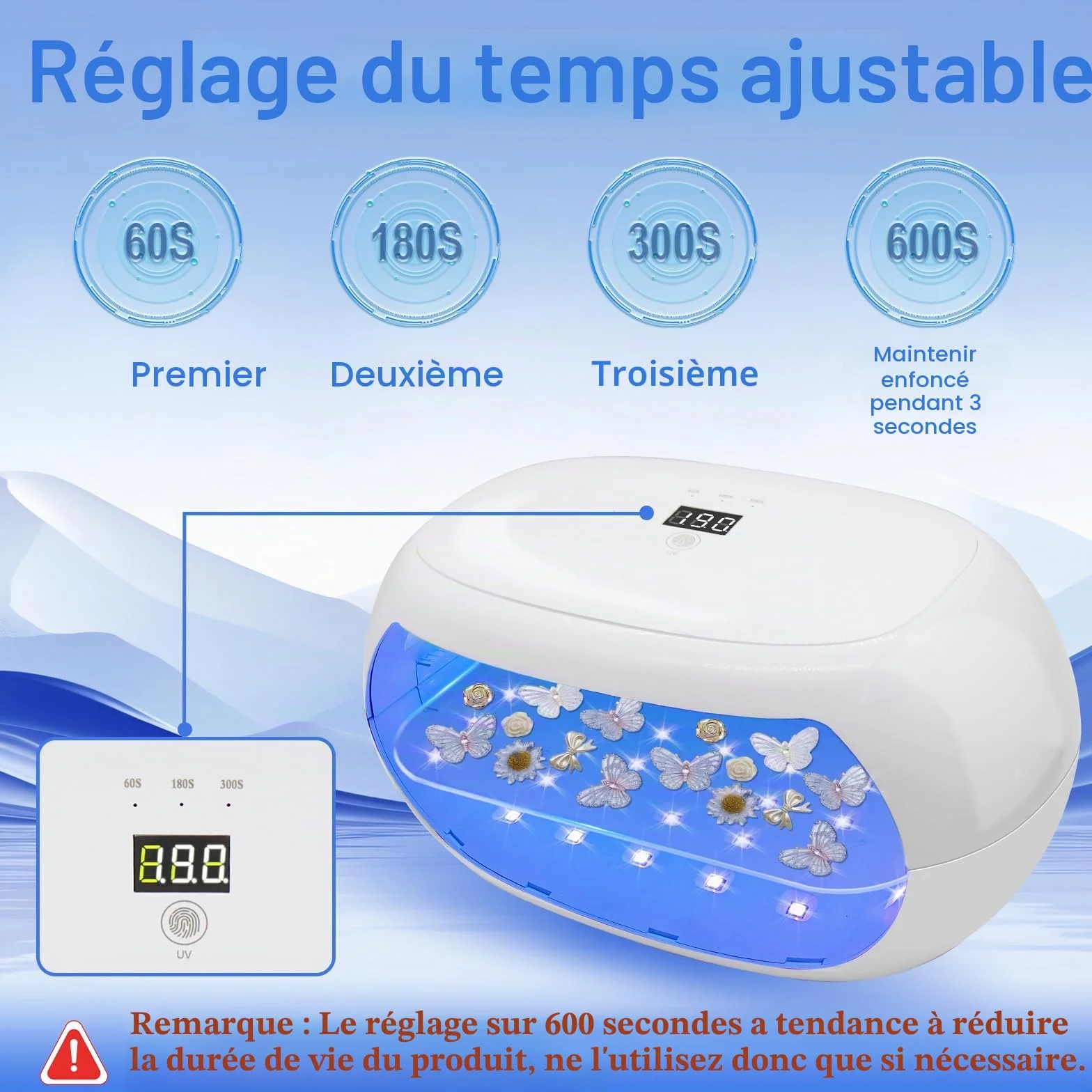 Lampe à Résines UV Double Face 60W à Durcissement Rapide avec Affichage LED pour Résine