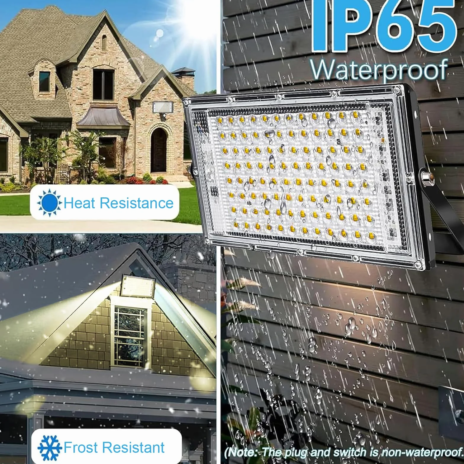 CREATESTAR 100W Projecteur LED Exterieur 10000LM Superlumineux 3000K Blanc Chaud IP65 étanche