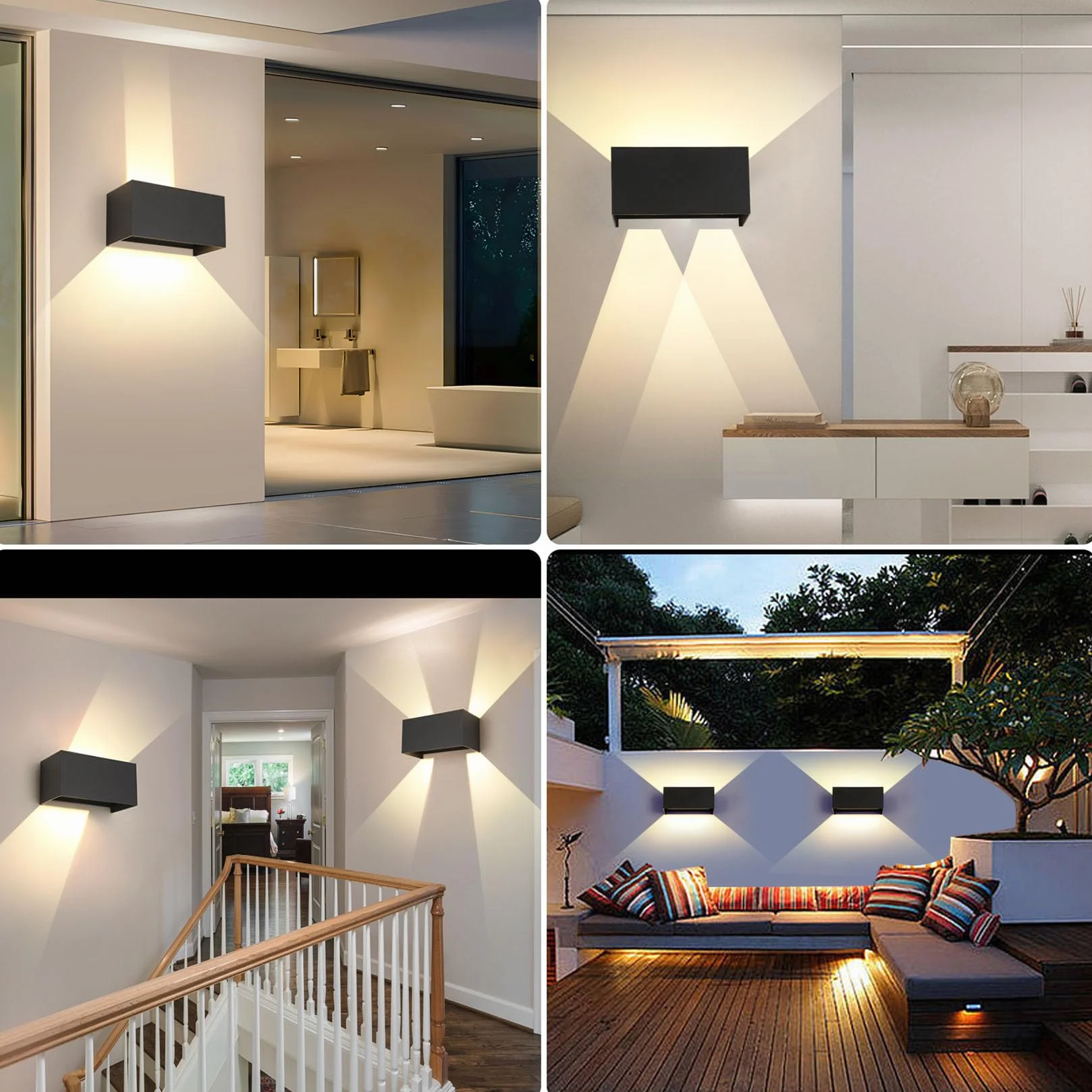 FUPE LED Applique Murale Extérieure IP65 25W Imperméable Aluminium Moderne Noir 4000k