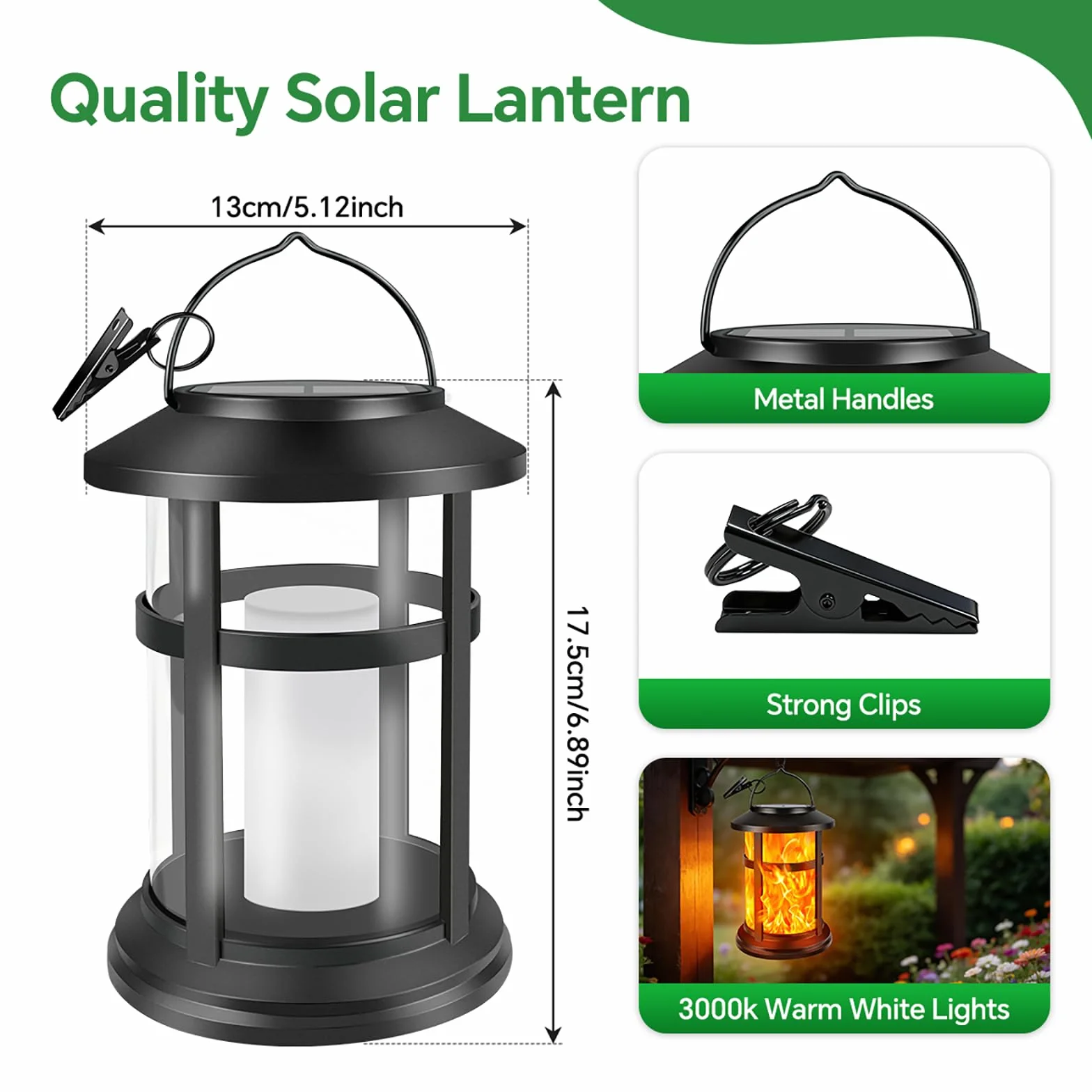 Lanterne Solaire Extérieur Jardin IP65 Lampe Solaire Effet Flamme Lot de 2