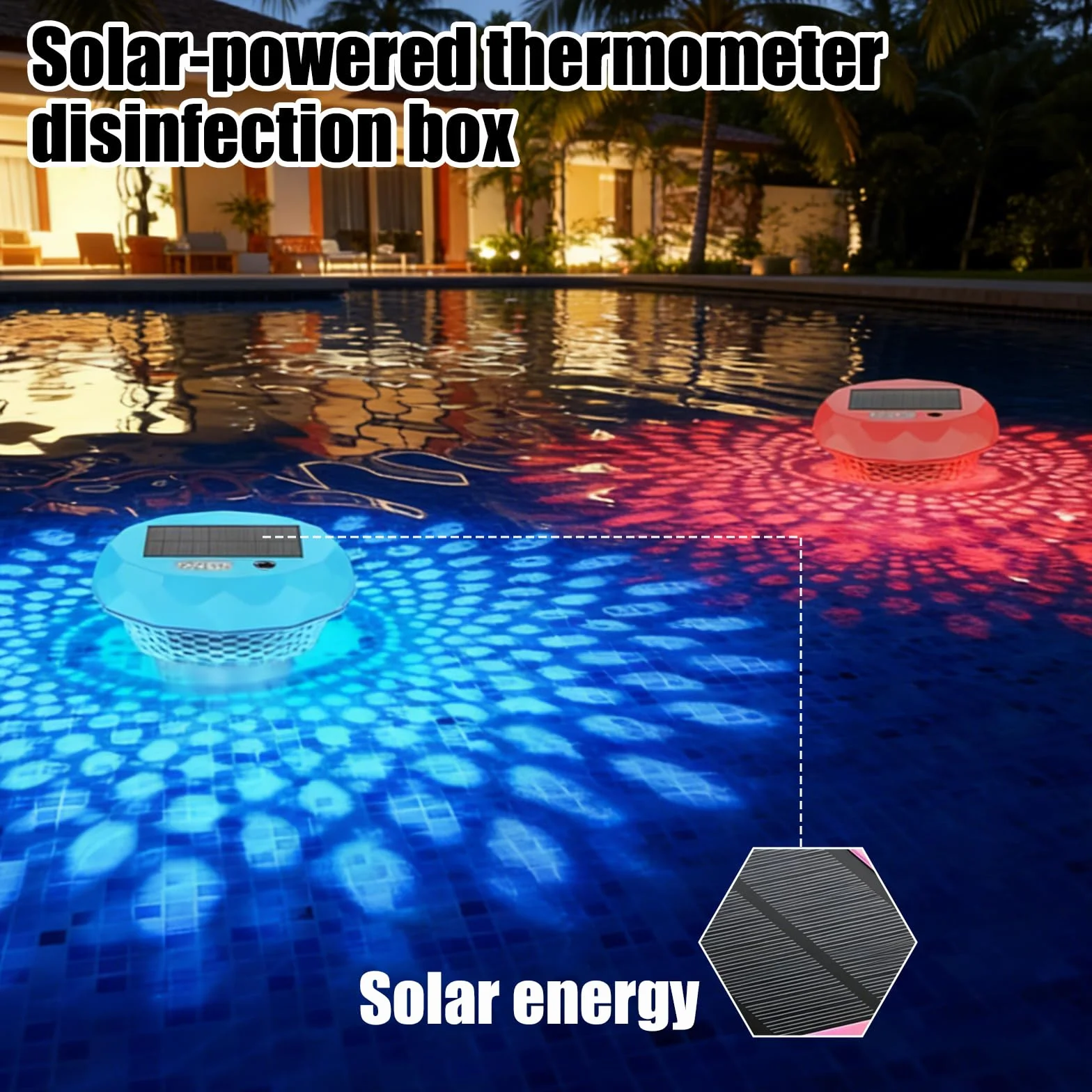 Lampe Piscine RGB LED Solaire Flottante IP68 avec Télécommande