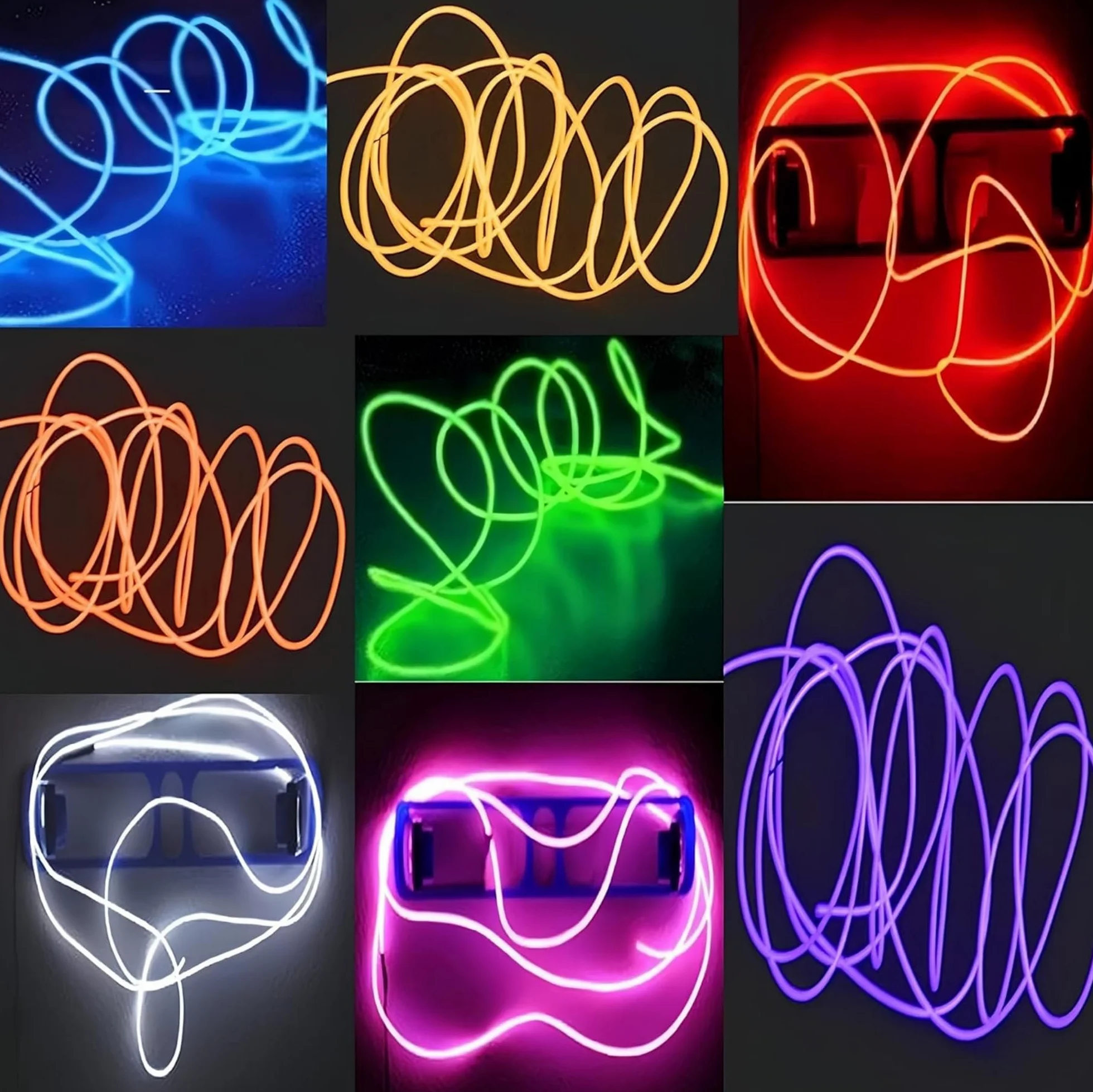 Mioke El Fil 10x 1m Néon Lumière Strobing Flexible électroluminescence Câble Guirlande avec 3 modes pour Party Décoration DIY