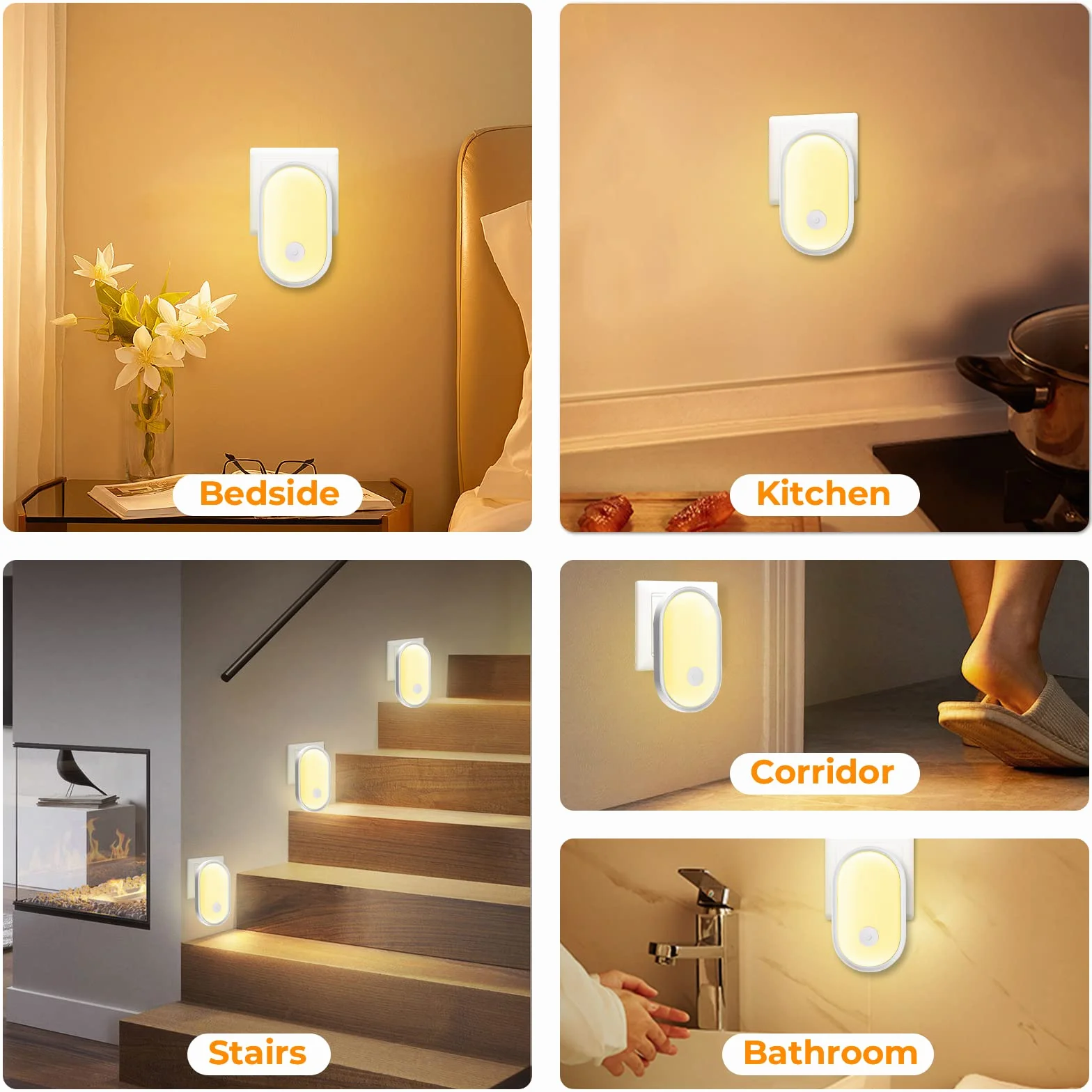 Alyvisun Veilleuse Prise Electrique Enfant avec Capteur de Crépuscule Tactile Dimmable, Blanc Chaud