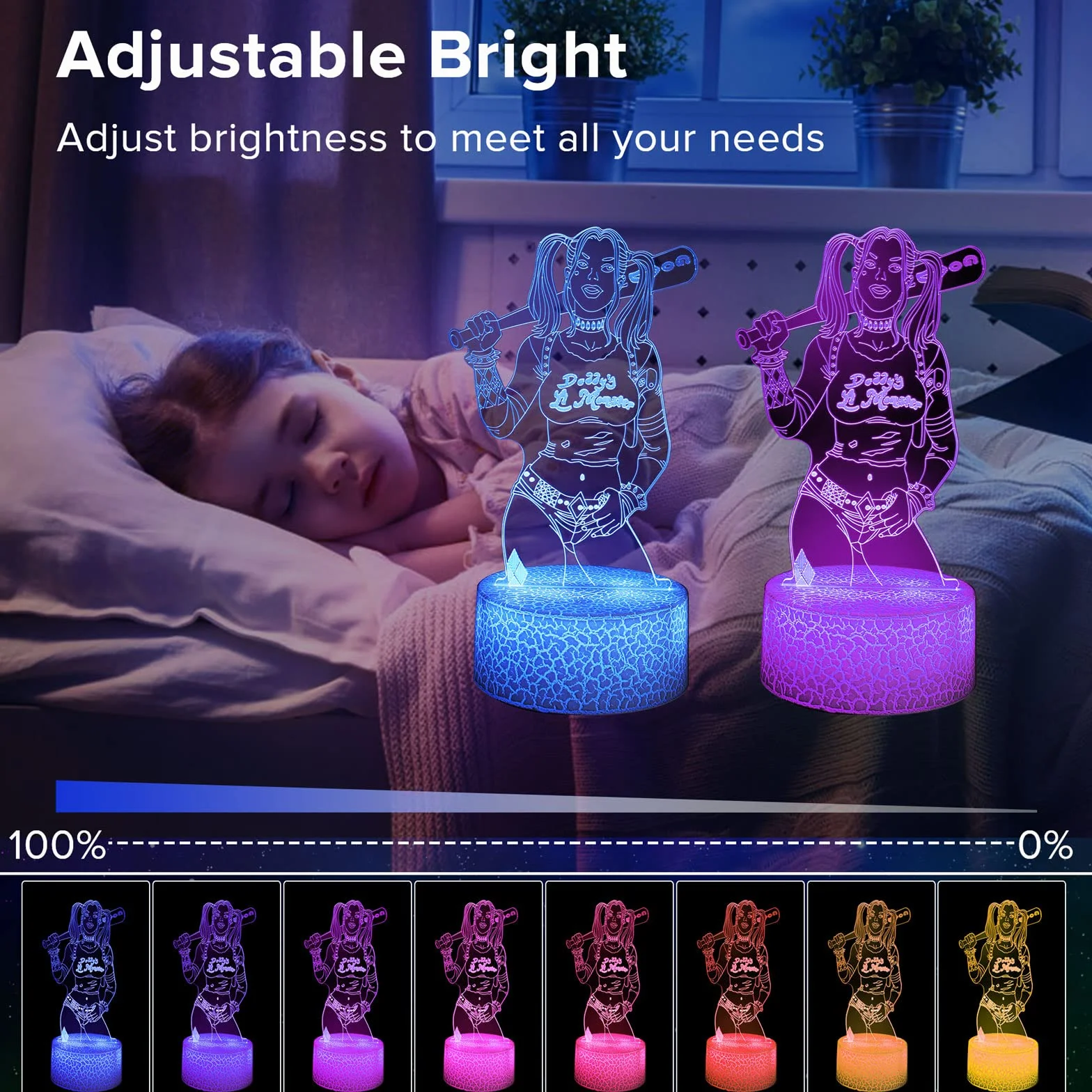 Anime 3D LED Veilleuse 16 Couleurs USB Tactile Télécommande Lampe de Table Monstre Comédie Cadeau Anniversaire