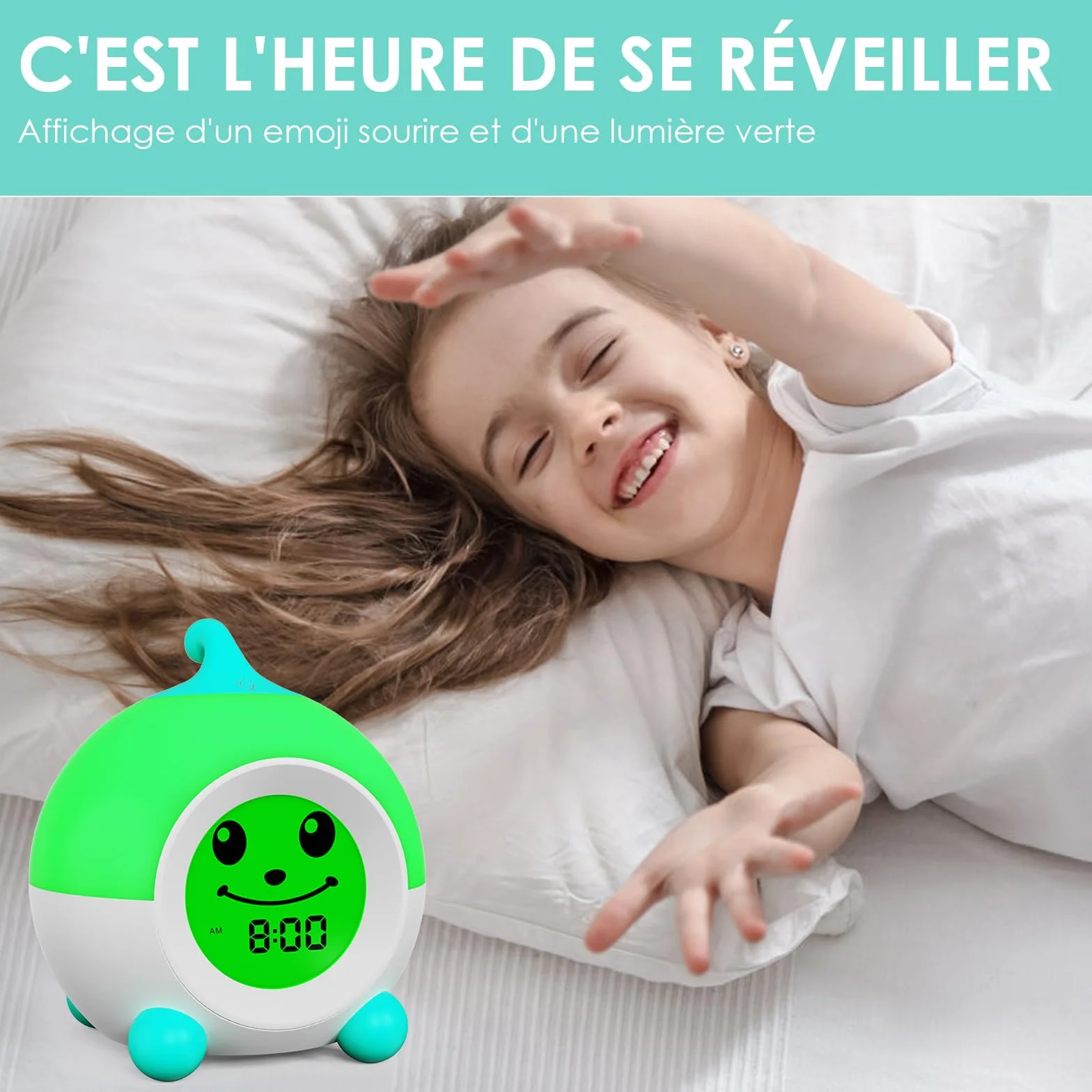 iHoo Réveil Enfant avec Veilleuse Tactile, Horloge Apprentissage Sommeil pour Filles Garçons 2-9 Ans