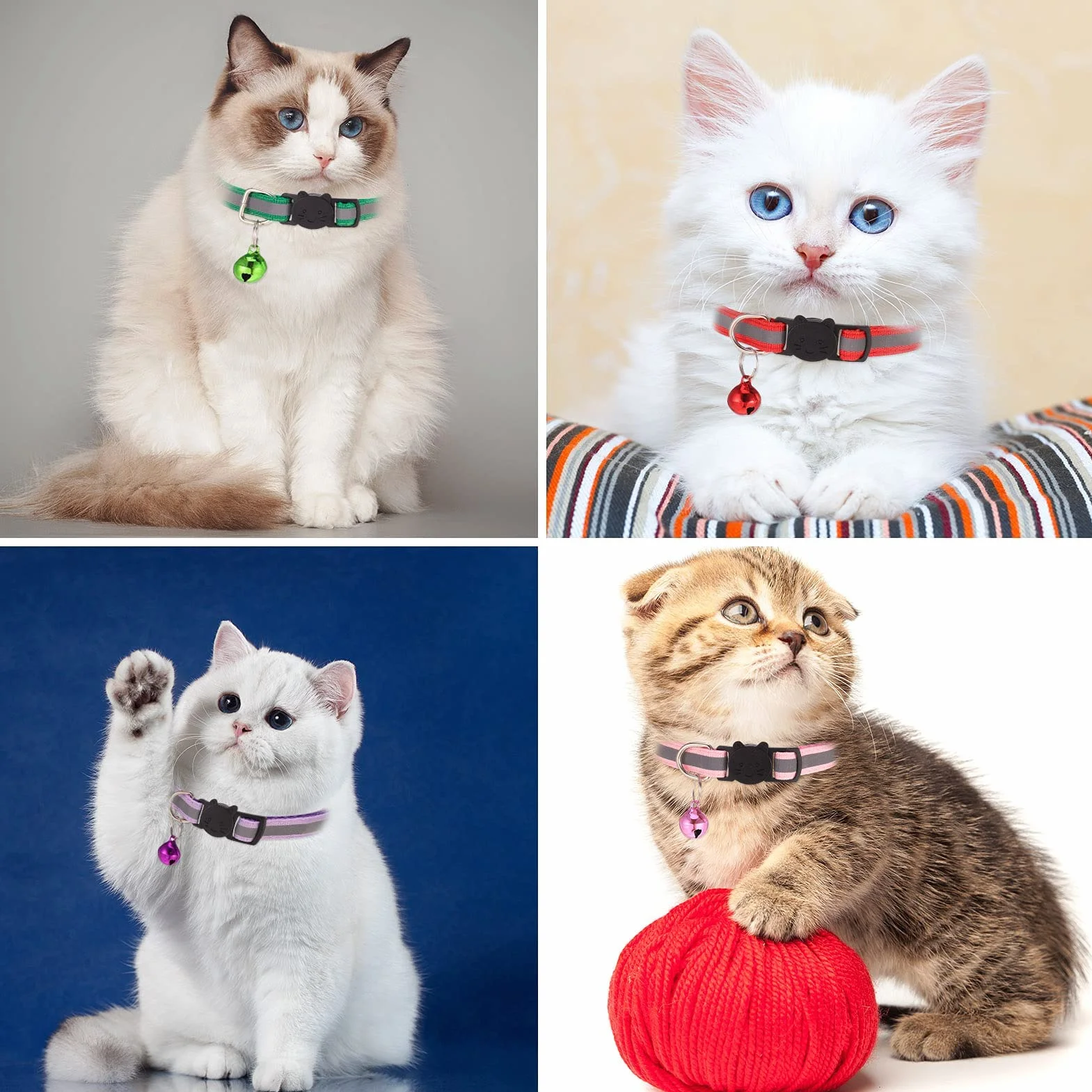 SOSPIRO Collier Anti-étranglement pour Chat avec Sangle Réfléchissante et Boucle à Dégagement Rapide - 12 Pièces