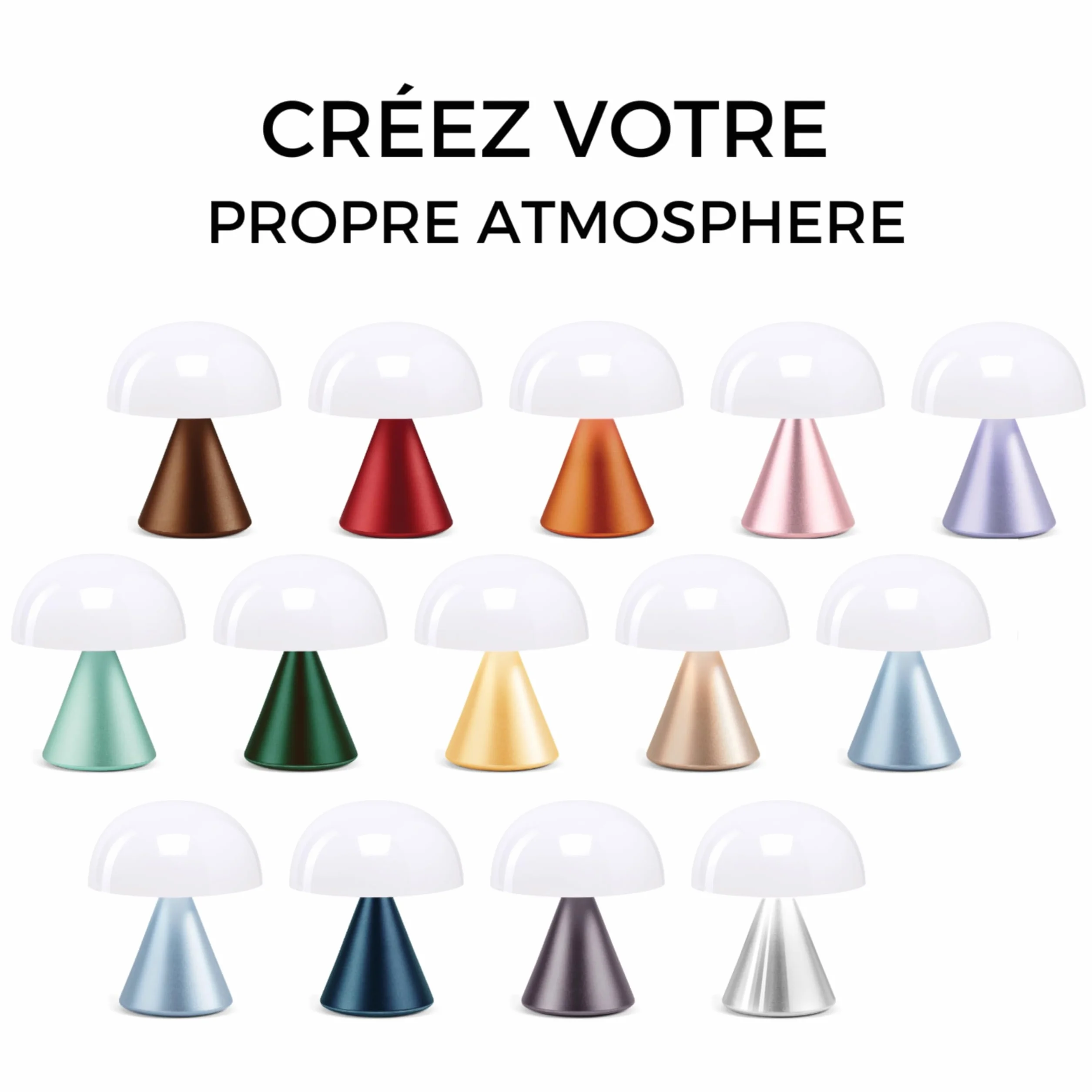 Lexon MINA Mini Lampe Champignon sans fil rechargeable LED à poser variateur intensité 12h autonomie Bleu Clair