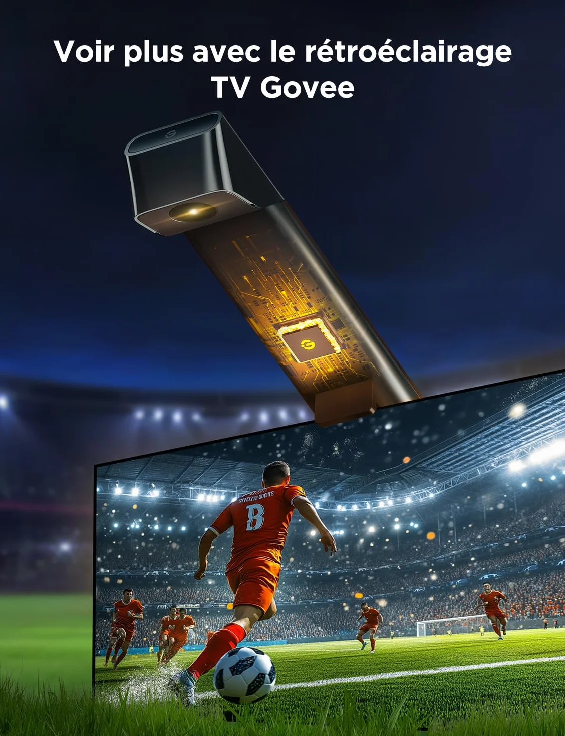 Govee TV Backlight 3 Lite avec Correction Fisheye, Ruban LED Ambilight RGBICW 3,6 m 55-65 pouces WiFi
