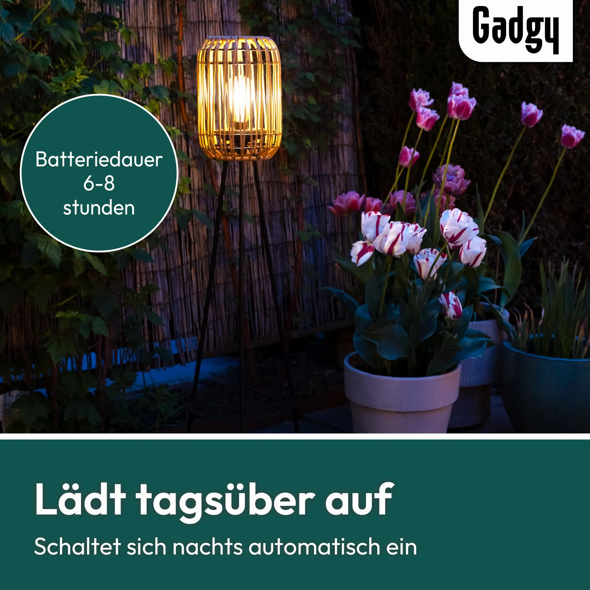 Lampe Solaire sur Pied Extérieure Led Gadgy, Lumière de Jardin Étanche Lanterne pour Balcon