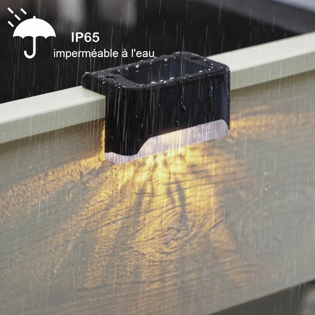 Lampes Solaires Extérieures IP65 Lot de 12 - LED Étanche pour Marches, Clôture, Jardin (Noir, Blanc Chaud)