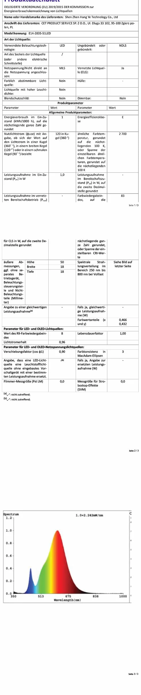 Ampoule LED E14 1W 120lm Blanc Chaud 2700K pour Réfrigérateur, 2 Pièces